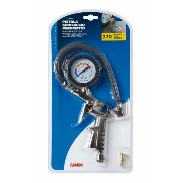 Heavy duty air inflator gun with gauge