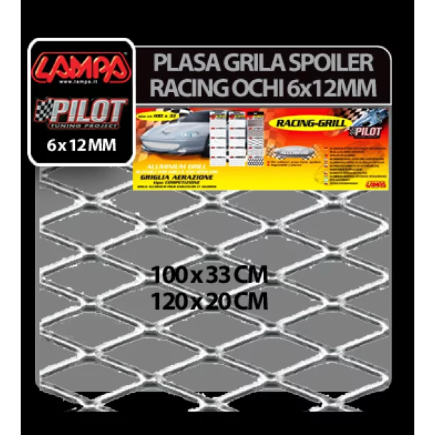 Plasa grila spoiler Racing Argintiu - Medium 6x12mm - 100X33cm