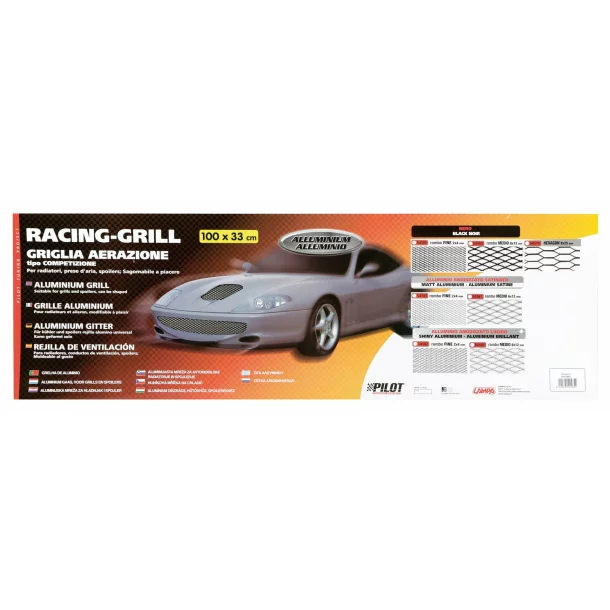 Plasa grila spoiler Racing Argintiu - Medium 6x12mm - 100X33cm