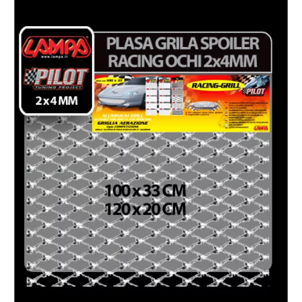 Plasa grila spoiler Racing Argintiu - Small 2x4mm 100x33cm