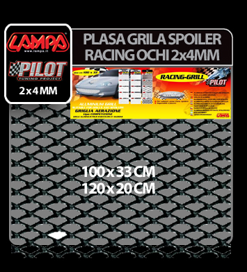 Racing Small díszrács 2x4 mm - Fekete - 100x33 cm thumb