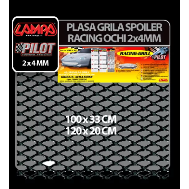 Racing Small díszrács 2x4 mm - Fekete - 100x33 cm