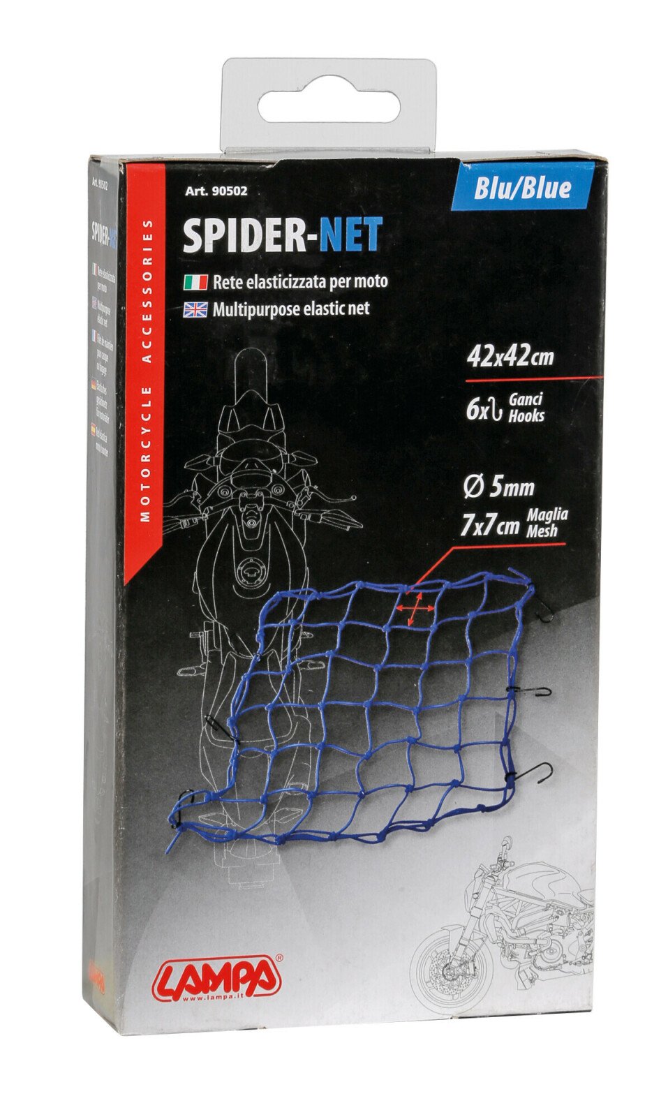 Csomagrögzítő háló 42x42cm Spider - Kék thumb