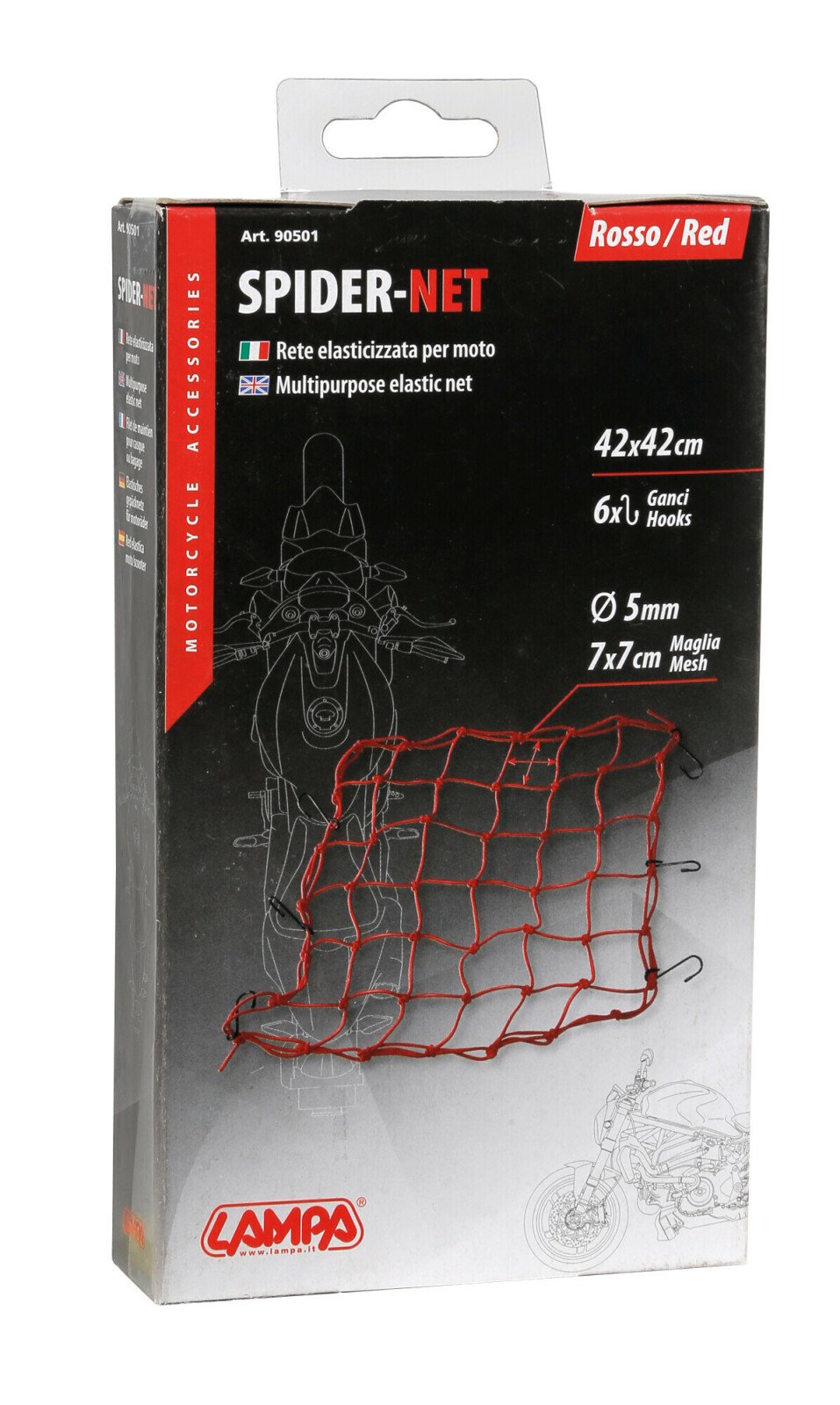 Csomagrögzítő háló 42x42cm Spider - Piros thumb