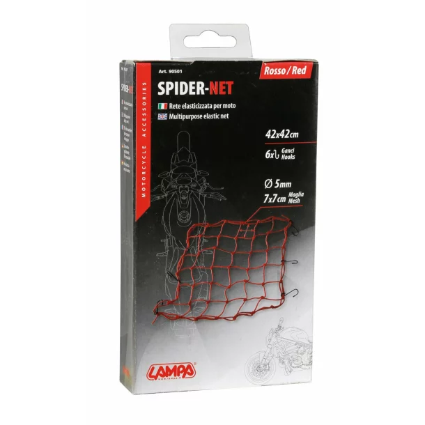 Csomagrögzítő háló 42x42cm Spider - Piros