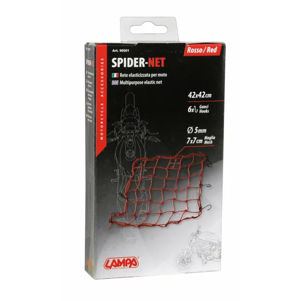 Plasa pentru fixat bagaje 42x42cm Spider - Rosu