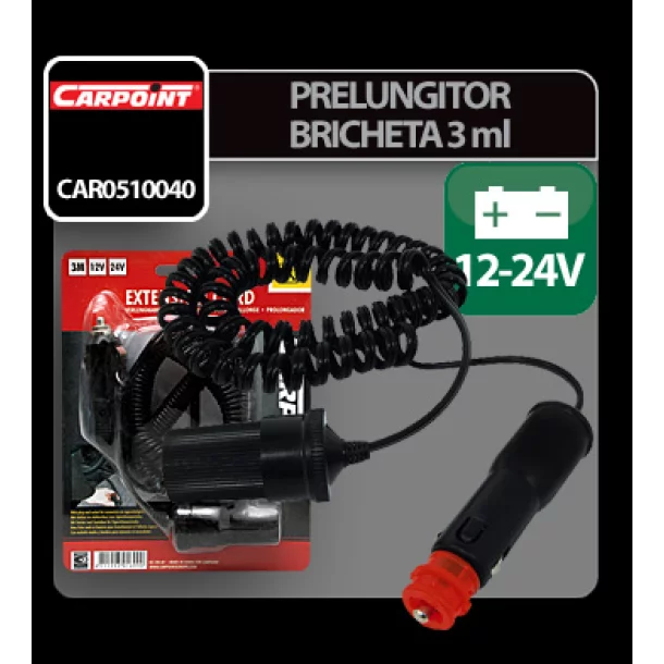 Prelungitor priza bricheta cu 3m cablu 12-24V max 5A Carpoint