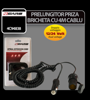 Prelungitor priza bricheta cu 4m cablu 12-24V 4Cars thumb