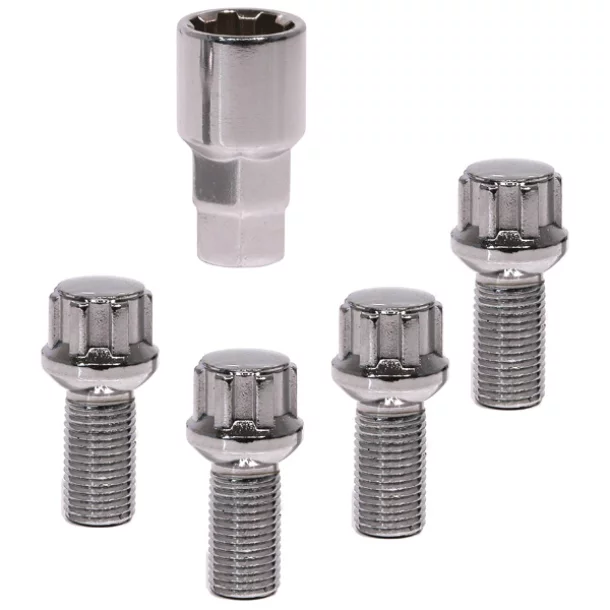 Anti-theft wheel bolts kit 4 pcs spherical - Type D - Resealed