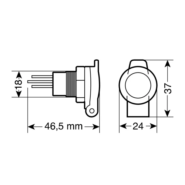 Priza auto incorporabila DIN - 12/24V 16A - Lampa