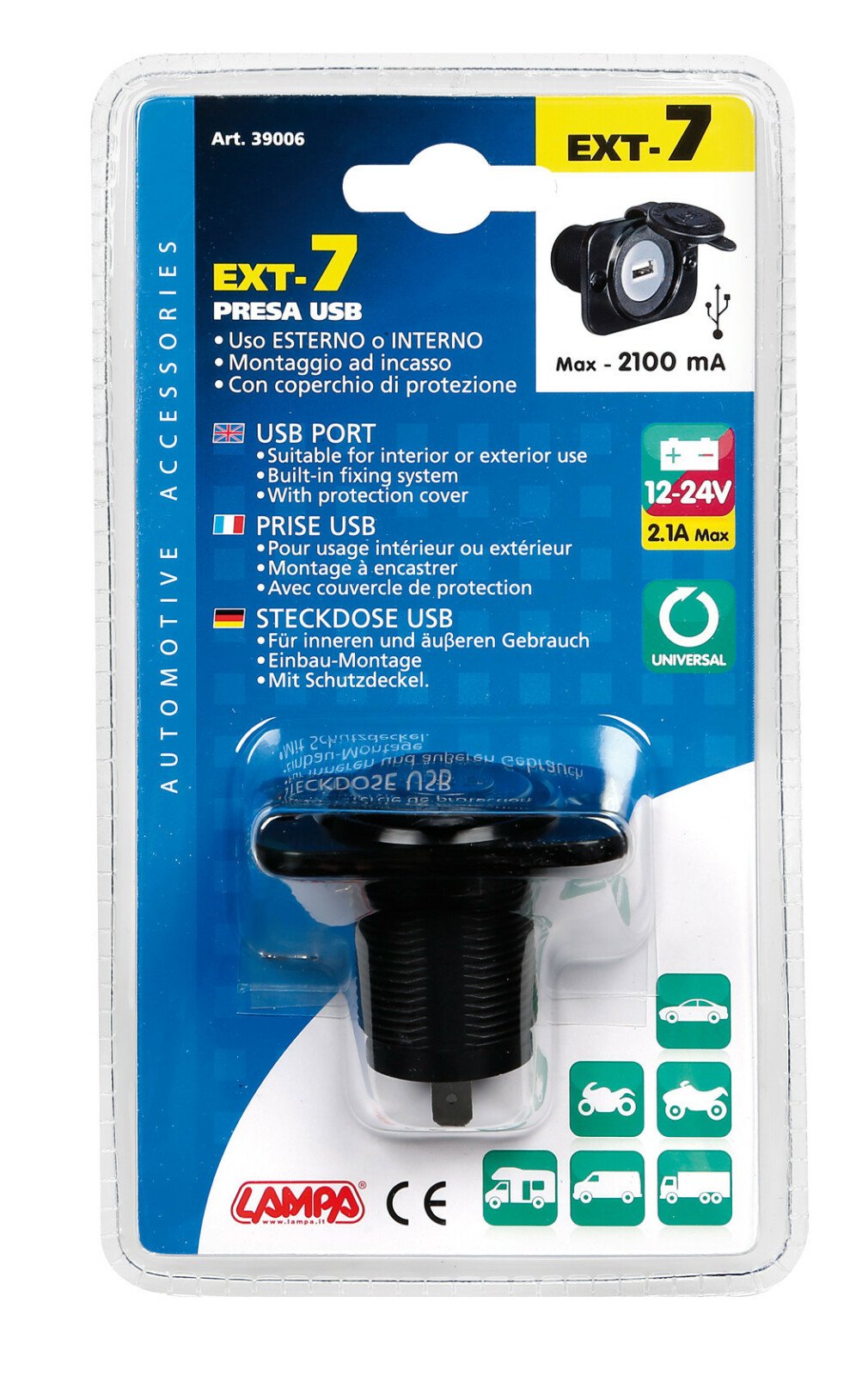 Ext-7, flush mount Usb port, 12/24V thumb