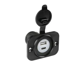 Ext-12, flush mount double Usb A + Usb C port, 12/24V