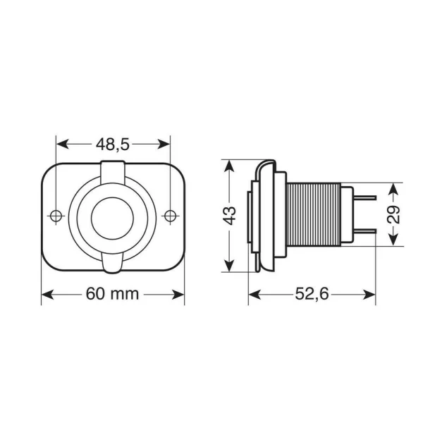 Priza auto incorporabila USB A si USB C, 12/24V 3000mA, Ext-12 Lampa