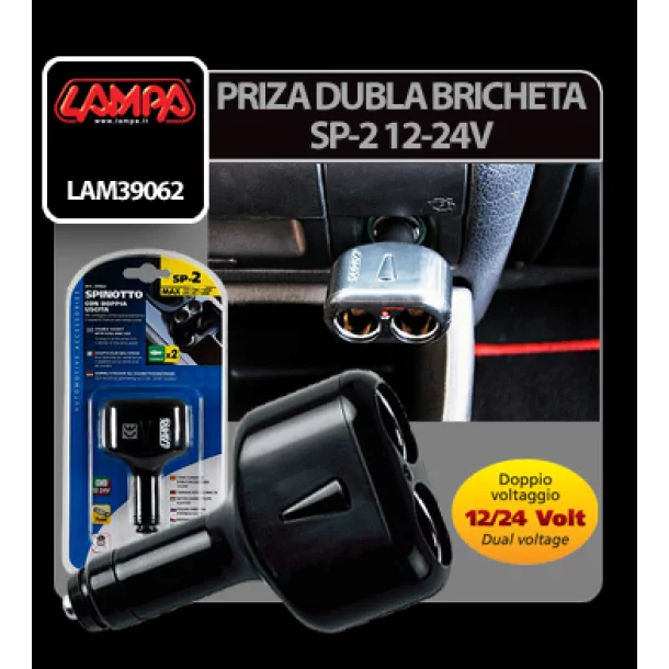 Priza dubla bricheta SP-2 12/24V Lampa