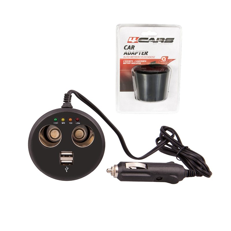 4Cars Cup power station with batery tester 12V+USB thumb