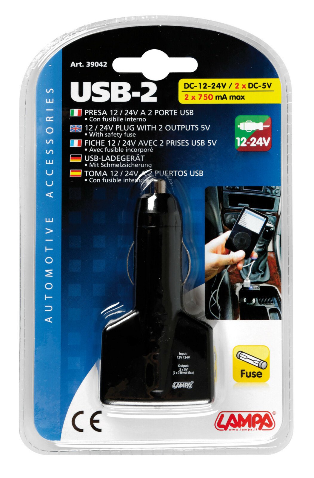 Priza dubla USB la bricheta 12/24V - 1000mA thumb