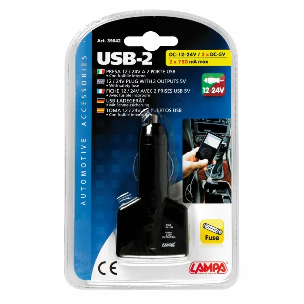 Priza dubla USB la bricheta 12/24V - 1000mA