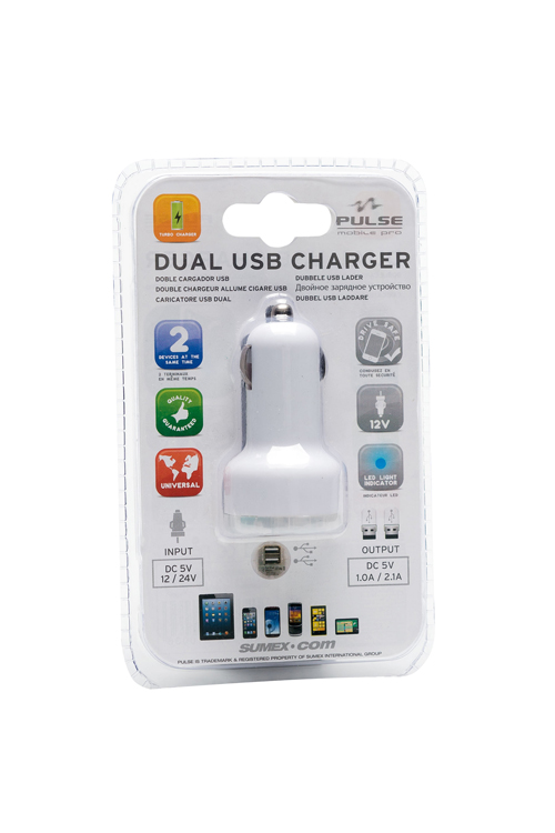 Priza dubla USB la bricheta 12/24V - 2100 mA Pulse - Alb thumb