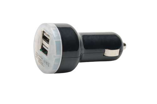 Dual USB cigarette lighter socket 12 / 24V - 2100 mA Pulse - Black thumb
