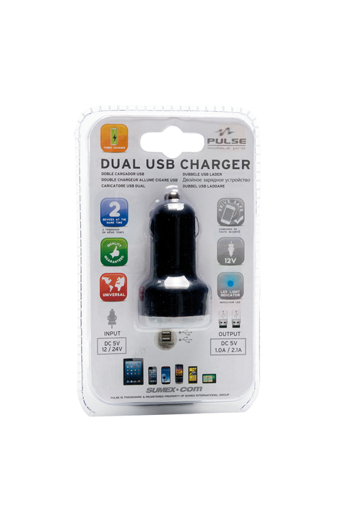 Dupla USB szivargyújtó aljzat 12 / 24V - 2100 mA Pulse - Fekete thumb