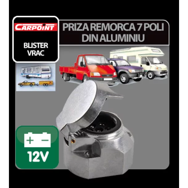 Carpoint 12V-os 7 pólusú aluminium utánfutó alyzat - Blister