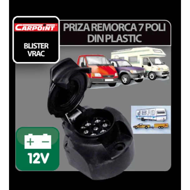 Priza remorca plastic 7 poli Carpoint 12V - Blister