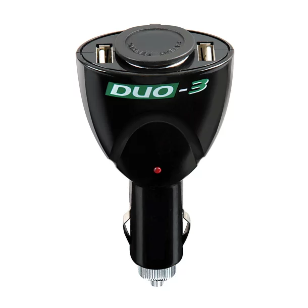 Duo-3 3-as elosztó (2 USB-vel) szivargyújtóhoz - 12V-os