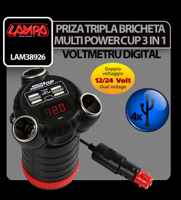 Priza tripla bricheta Multi Power Cup 3 in 1 12/24/36V thumb