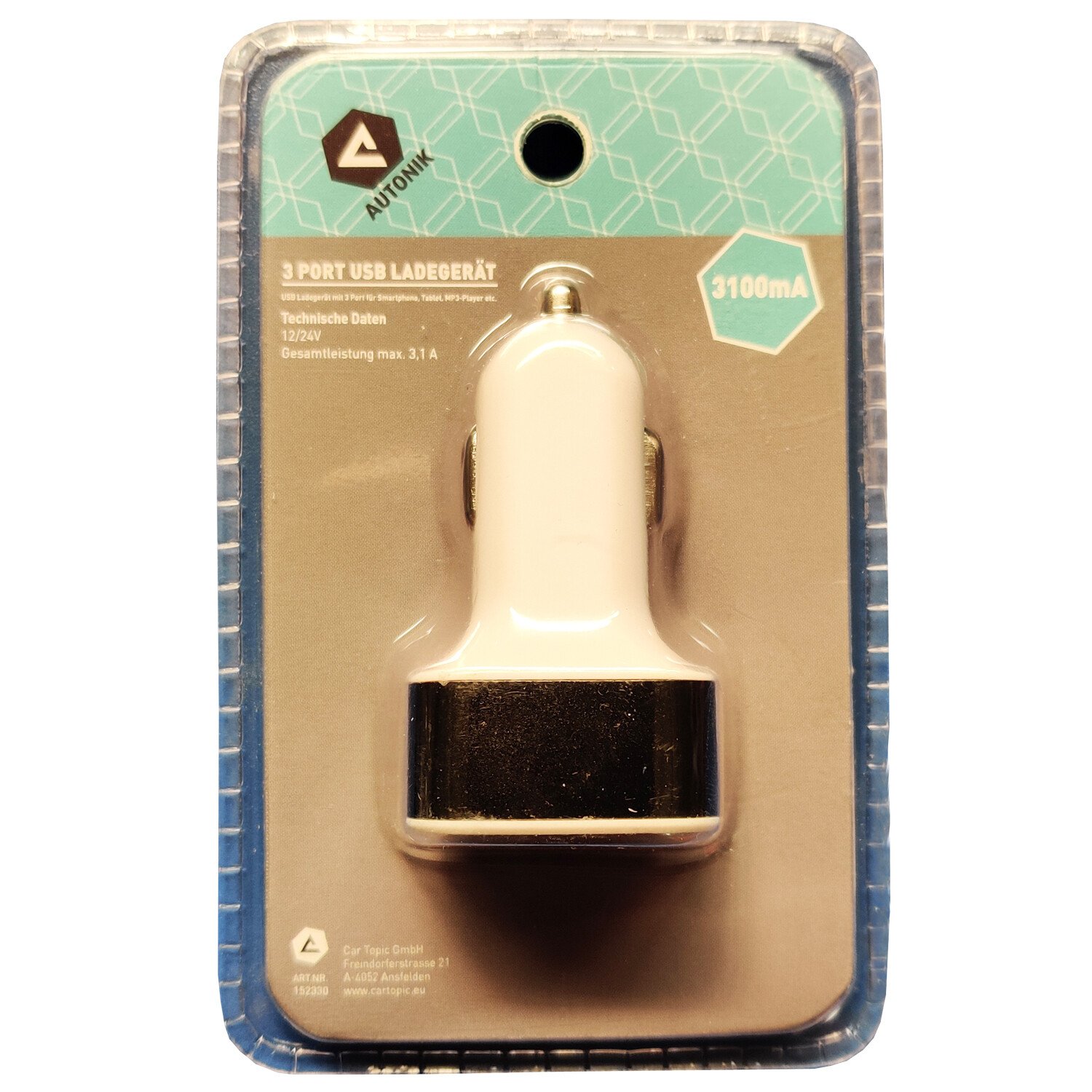 Triple USB cigarette lighter socket 12/24V - 3100mA thumb
