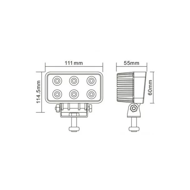 Proiector cu LED din metal dreptunghiular 18W 12/24V Kamar