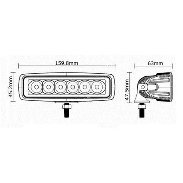 Kamar LED-es projektor fémből négyszögletes 6x3W 12/24V