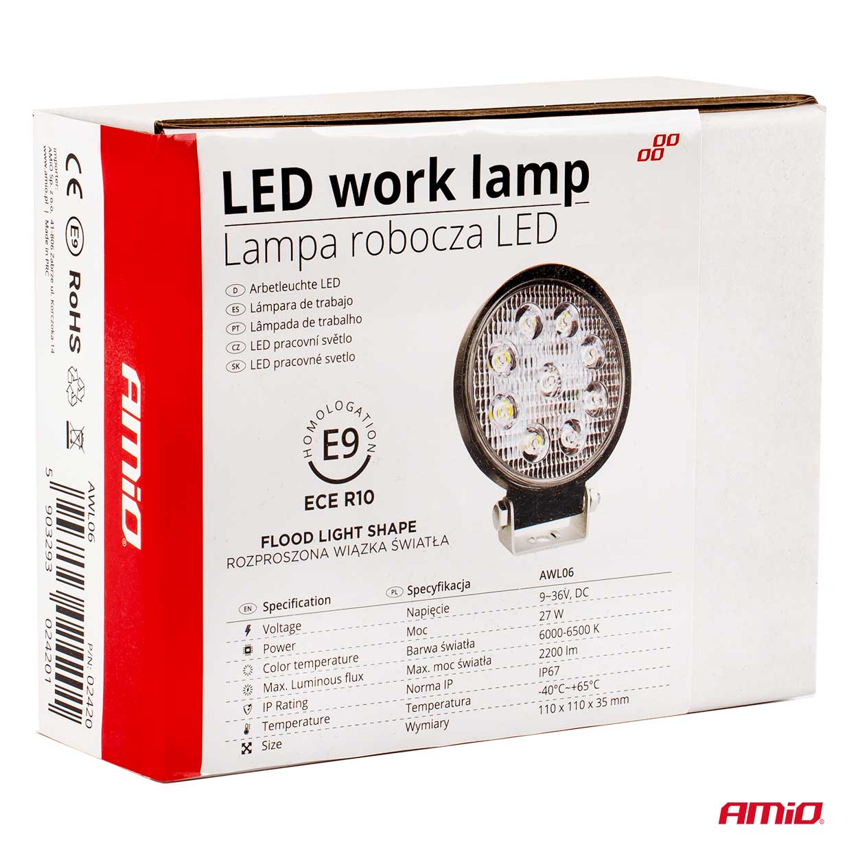 Proiector cu LED din metal rotund 27W, 9/36V, Amio thumb