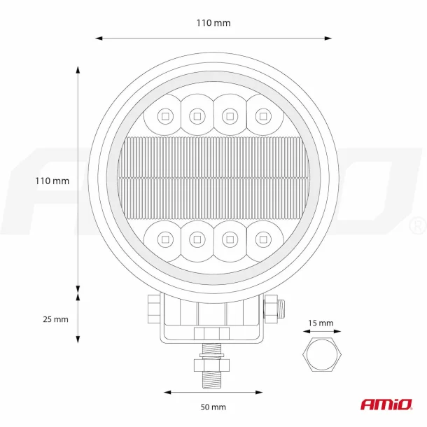 Proiector cu LED din metal rotund Combo Angel Eyes cu 2 functii, 9/36V, Amio