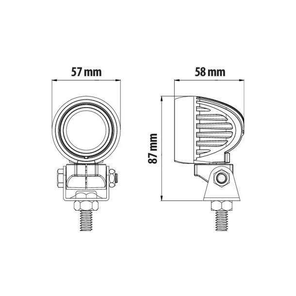 Cyclops-Round, auxiliary light, 1 Led - 9/32V - Focus beam