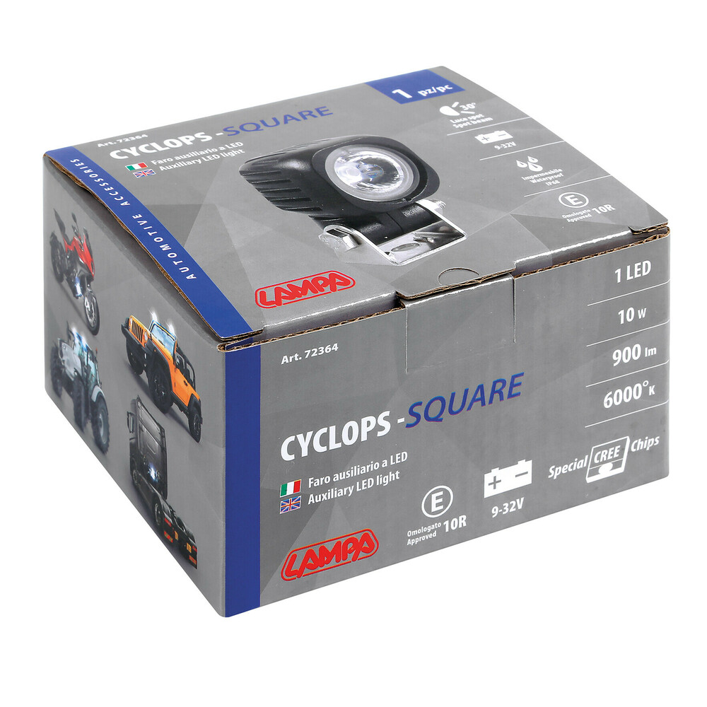 Cyclops-Square, auxiliary light, 1 Led - 9/32V - Focus beam thumb