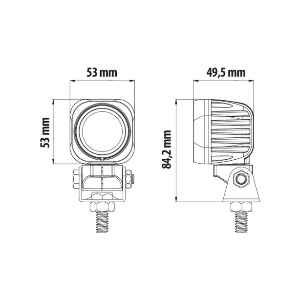 Cyclops-Square, auxiliary light, 1 Led - 9/32V - Focus beam