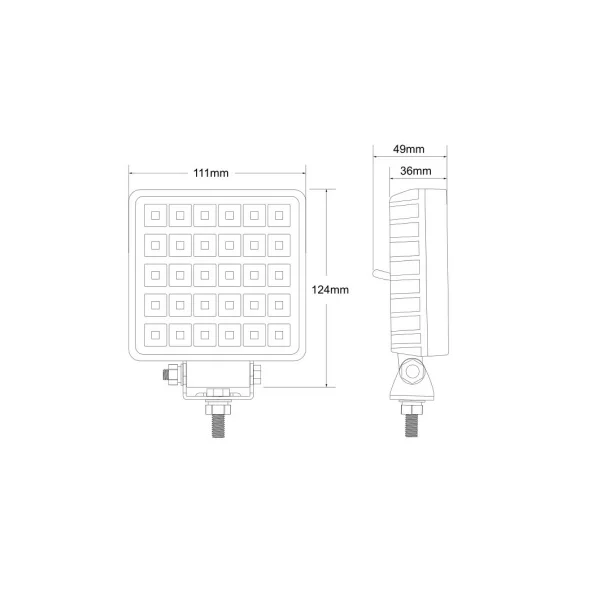 Kamar 30LED work lamp metal square 12/24V