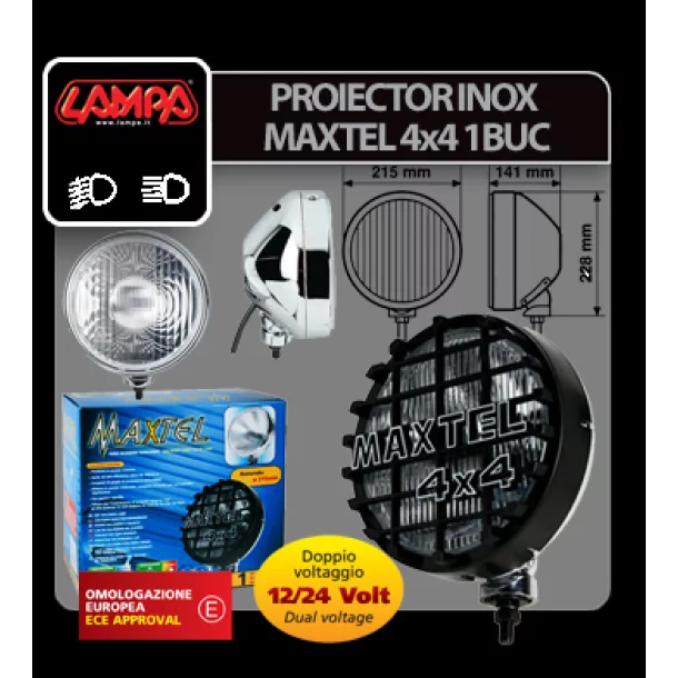 4x4-es Maxtel kerek inox projektor 1 db - Fehér- Köd