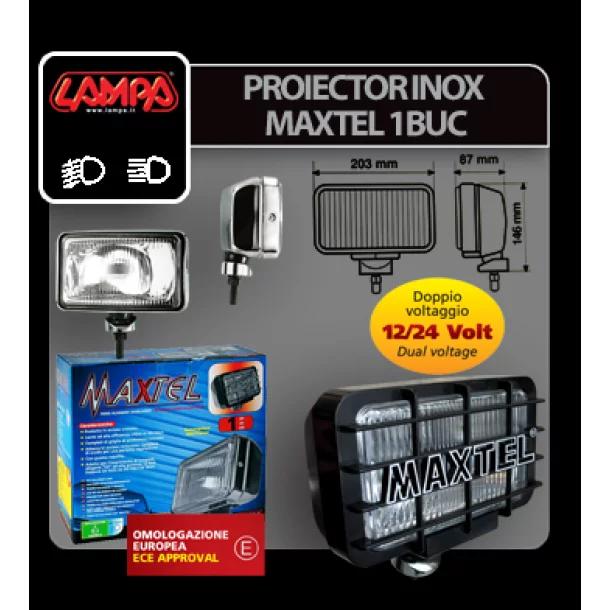 Stainless steel rectangular projector Maxtel 1pc - Fog