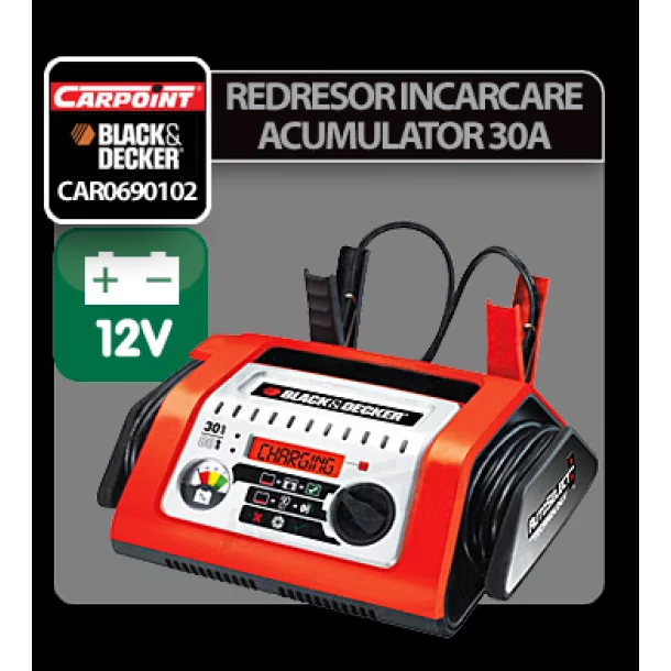 Redresor incarcare acumulator digital Black&amp;Decker 30A - 12V