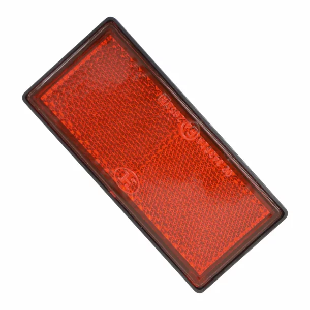 Euro-Norm reflector with adhesive tape 86x40mm - Red