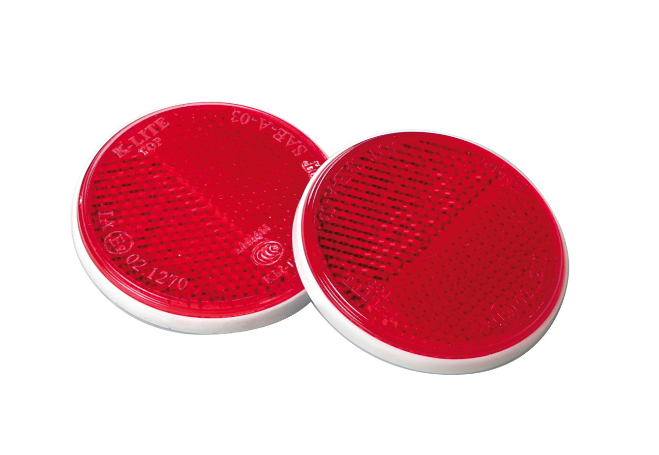 Euro-Norm, round reflectors - Ø65 mm - Red thumb