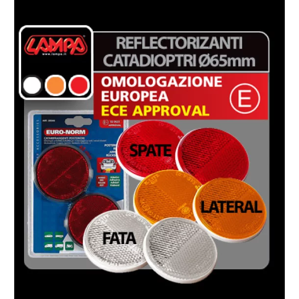 Euro-Norm, round reflectors - Ø65 mm - Red