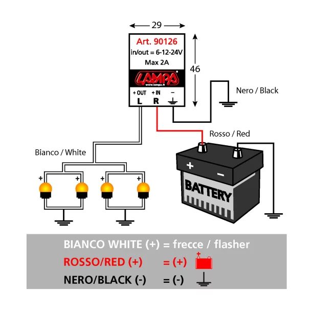 Electronic flasher device for Led indicators 6/12/24V