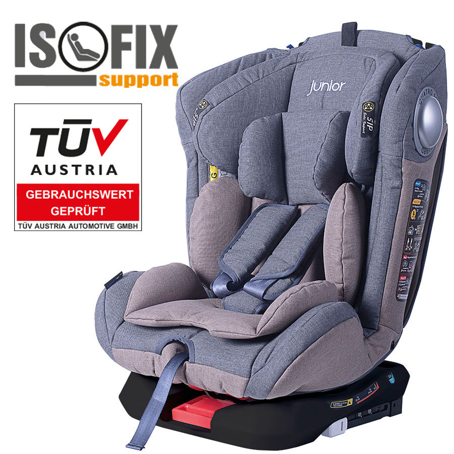 King 411 Child car seat 2 in 1, Isofix ECE R44/04, 0-36 kg - Grey/Pink thumb