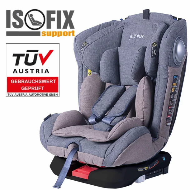 King 411 Child car seat 2 in 1, Isofix ECE R44/04, 0-36 kg - Grey/Pink