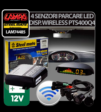 PTS400Q4, 4 parking sensors with wireless display, 12V thumb