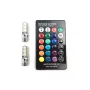 Set 2buc bec RGB 6SMD, 12V, pentru plafoniera cu soclu T10 W5W, cu telecomanda - Multicolor