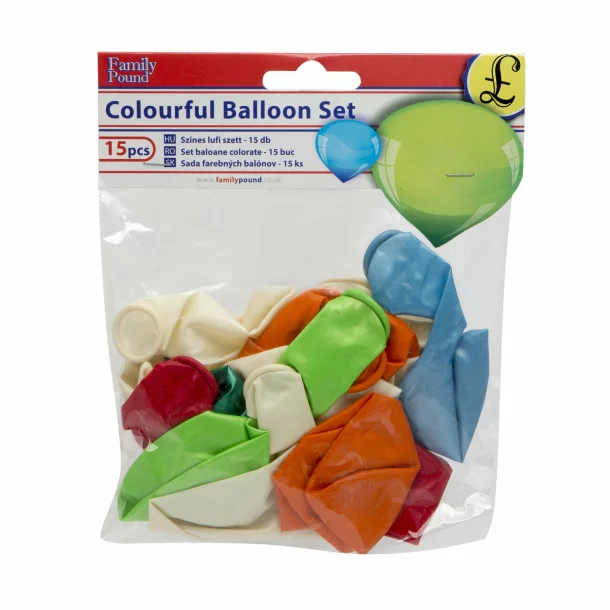 Set baloane, colorate, 15 buc./pachet