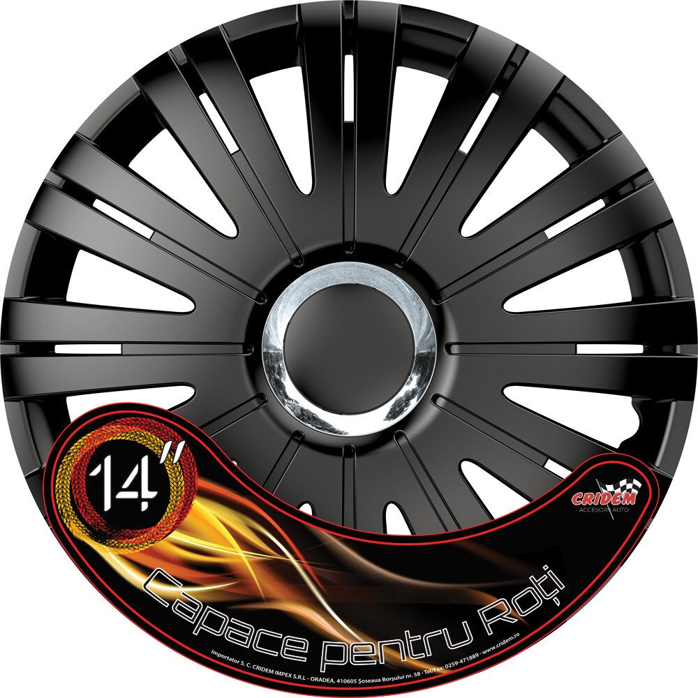 Set capace roti auto Cridem Active RC 4buc - Negru/Crom - 14'' - Resigilat thumb